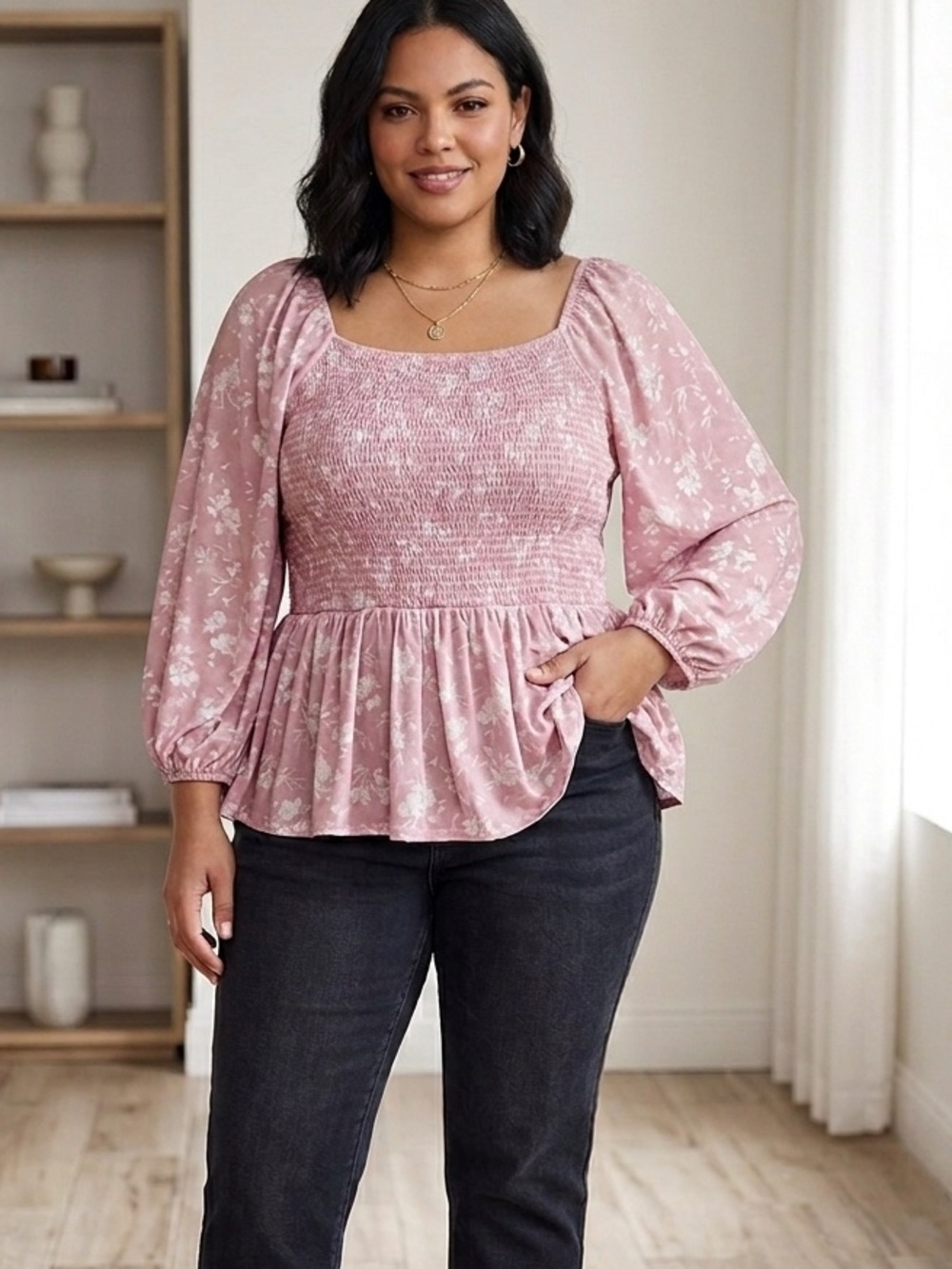 Siren Lily Dusty Rose Smocked Blouse✨